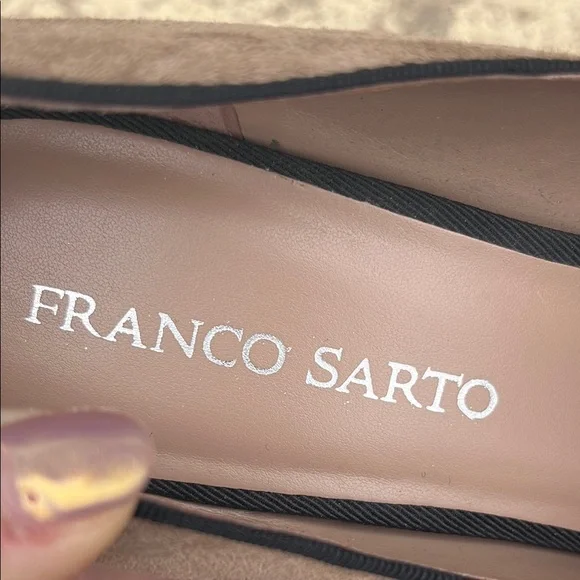 Franco Sarto Tan/black Wedge Shoes Suede - Picture 3 of 15